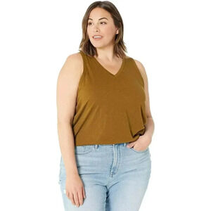 Madewell Whisper Cotton V-Neck Tank Weathered Olive Sz. 1X NWT